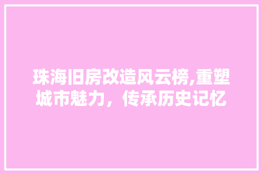 珠海旧房改造风云榜,重塑城市魅力，传承历史记忆