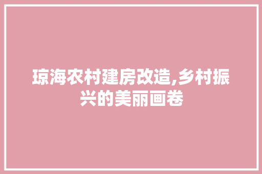 琼海农村建房改造,乡村振兴的美丽画卷