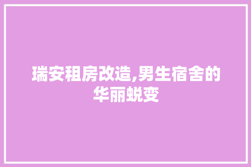 瑞安租房改造,男生宿舍的华丽蜕变