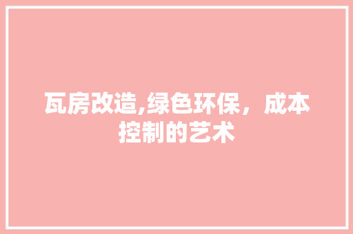 瓦房改造,绿色环保，成本控制的艺术