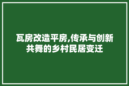 瓦房改造平房,传承与创新共舞的乡村民居变迁