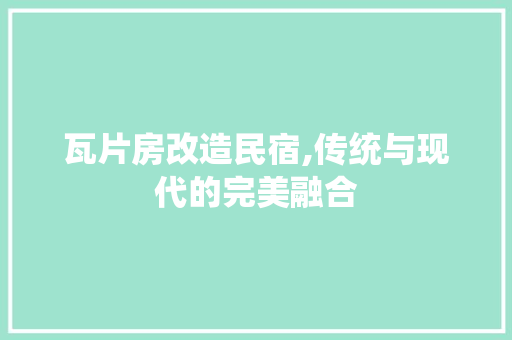 瓦片房改造民宿,传统与现代的完美融合