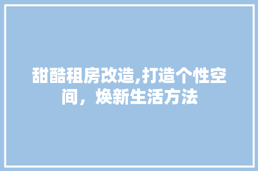 甜酷租房改造,打造个性空间，焕新生活方法
