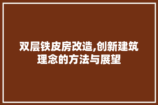 双层铁皮房改造,创新建筑理念的方法与展望