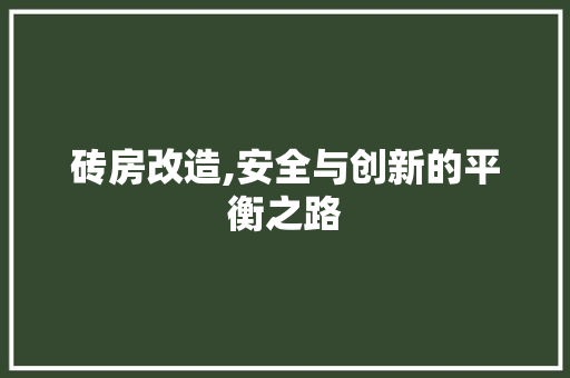 砖房改造,安全与创新的平衡之路