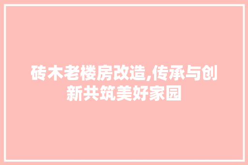 砖木老楼房改造,传承与创新共筑美好家园