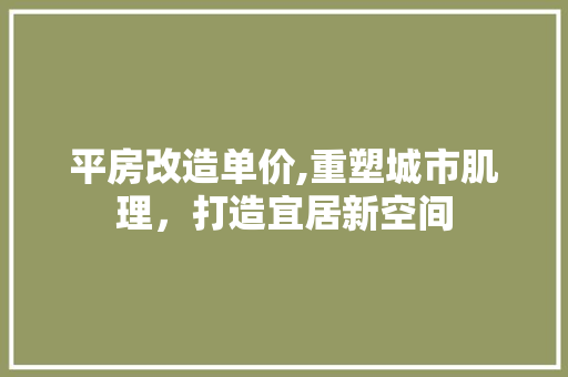 平房改造单价,重塑城市肌理，打造宜居新空间