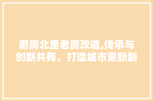 磨房北里老房改造,传承与创新共舞，打造城市更新新典范