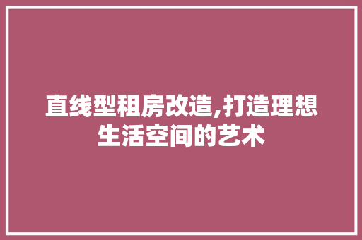 直线型租房改造,打造理想生活空间的艺术