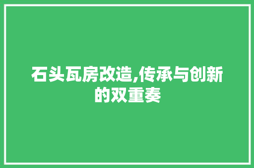 石头瓦房改造,传承与创新的双重奏