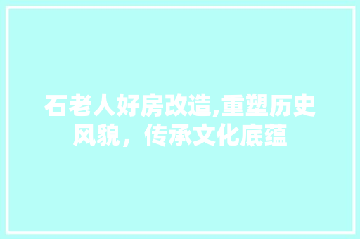 石老人好房改造,重塑历史风貌，传承文化底蕴