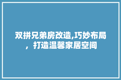 双拼兄弟房改造,巧妙布局，打造温馨家居空间