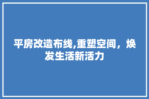 平房改造布线,重塑空间，焕发生活新活力