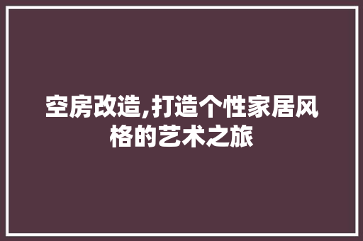 空房改造,打造个性家居风格的艺术之旅