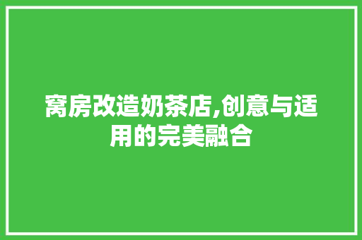 窝房改造奶茶店,创意与适用的完美融合