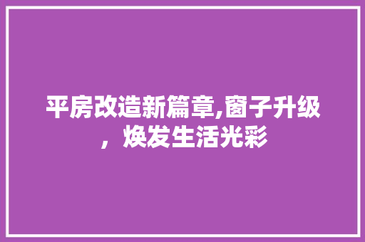 平房改造新篇章,窗子升级，焕发生活光彩