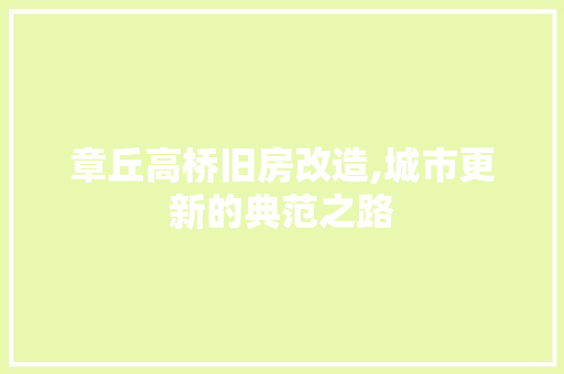 章丘高桥旧房改造,城市更新的典范之路