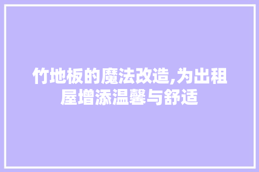 竹地板的魔法改造,为出租屋增添温馨与舒适