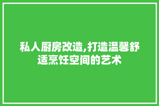 私人厨房改造,打造温馨舒适烹饪空间的艺术