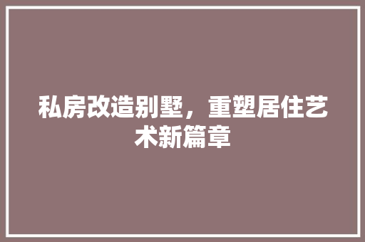 私房改造别墅，重塑居住艺术新篇章