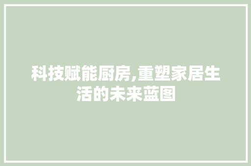 科技赋能厨房,重塑家居生活的未来蓝图