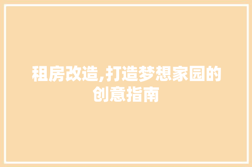 租房改造,打造梦想家园的创意指南