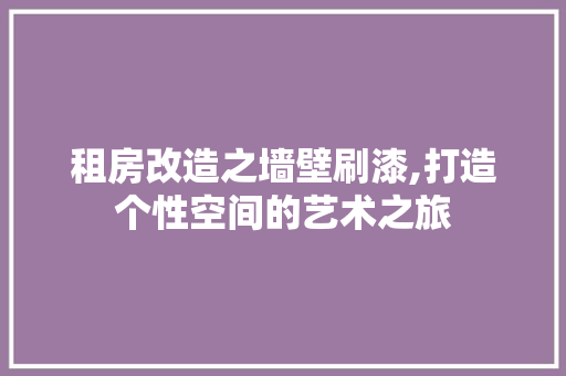 租房改造之墙壁刷漆,打造个性空间的艺术之旅