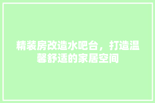 精装房改造水吧台，打造温馨舒适的家居空间