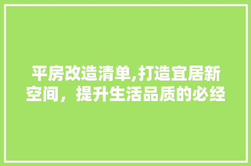 平房改造清单,打造宜居新空间，提升生活品质的必经之路