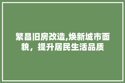 繁昌旧房改造,焕新城市面貌，提升居民生活品质