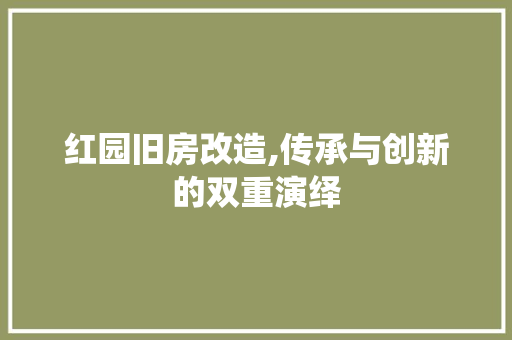 红园旧房改造,传承与创新的双重演绎