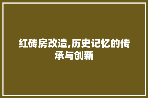 红砖房改造,历史记忆的传承与创新