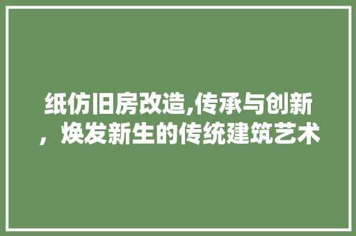 纸仿旧房改造,传承与创新，焕发新生的传统建筑艺术