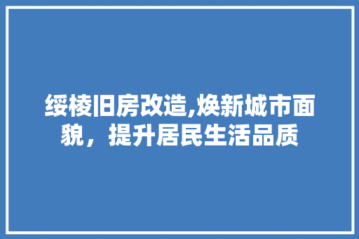 绥棱旧房改造,焕新城市面貌，提升居民生活品质