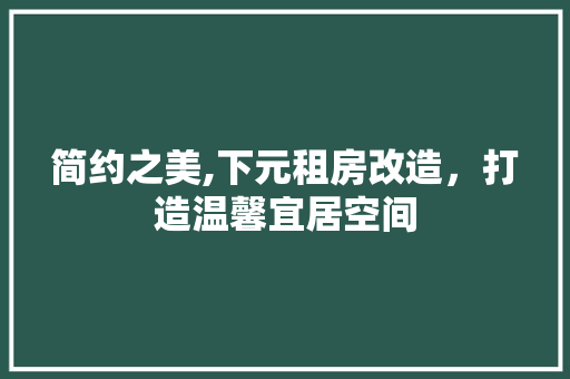 简约之美,下元租房改造，打造温馨宜居空间