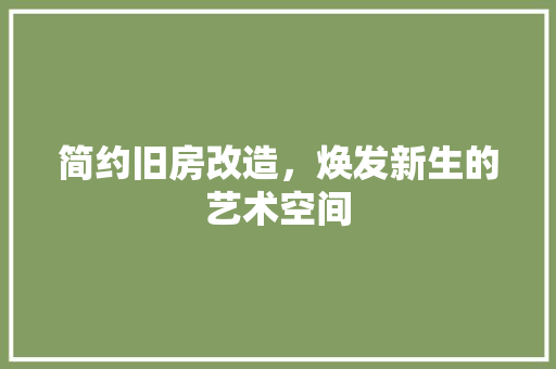 简约旧房改造，焕发新生的艺术空间