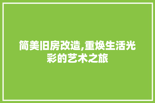 简美旧房改造,重焕生活光彩的艺术之旅