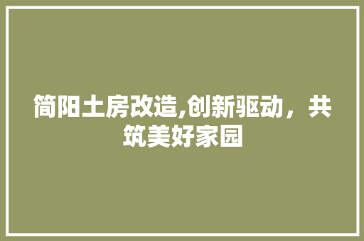 简阳土房改造,创新驱动，共筑美好家园