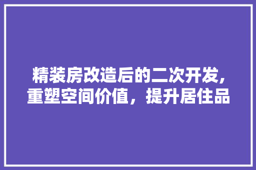 精装房改造后的二次开发,重塑空间价值，提升居住品质