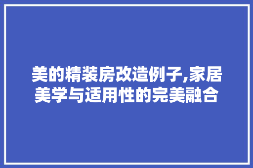 美的精装房改造例子,家居美学与适用性的完美融合