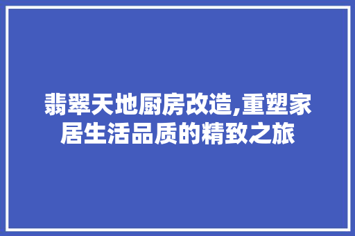 翡翠天地厨房改造,重塑家居生活品质的精致之旅
