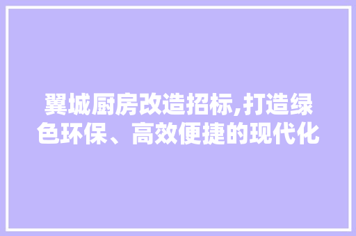 翼城厨房改造招标,打造绿色环保、高效便捷的现代化厨房