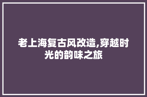 老上海复古风改造,穿越时光的韵味之旅