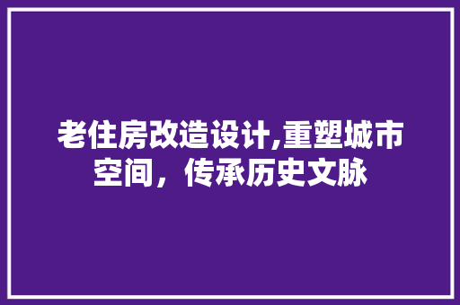 老住房改造设计,重塑城市空间，传承历史文脉