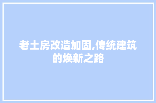 老土房改造加固,传统建筑的焕新之路