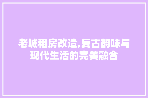 老城租房改造,复古韵味与现代生活的完美融合