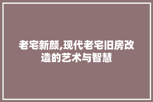 老宅新颜,现代老宅旧房改造的艺术与智慧