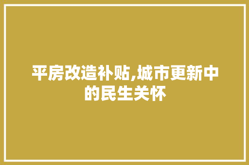 平房改造补贴,城市更新中的民生关怀