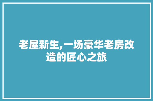 老屋新生,一场豪华老房改造的匠心之旅
