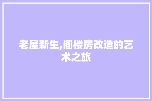 老屋新生,阁楼房改造的艺术之旅